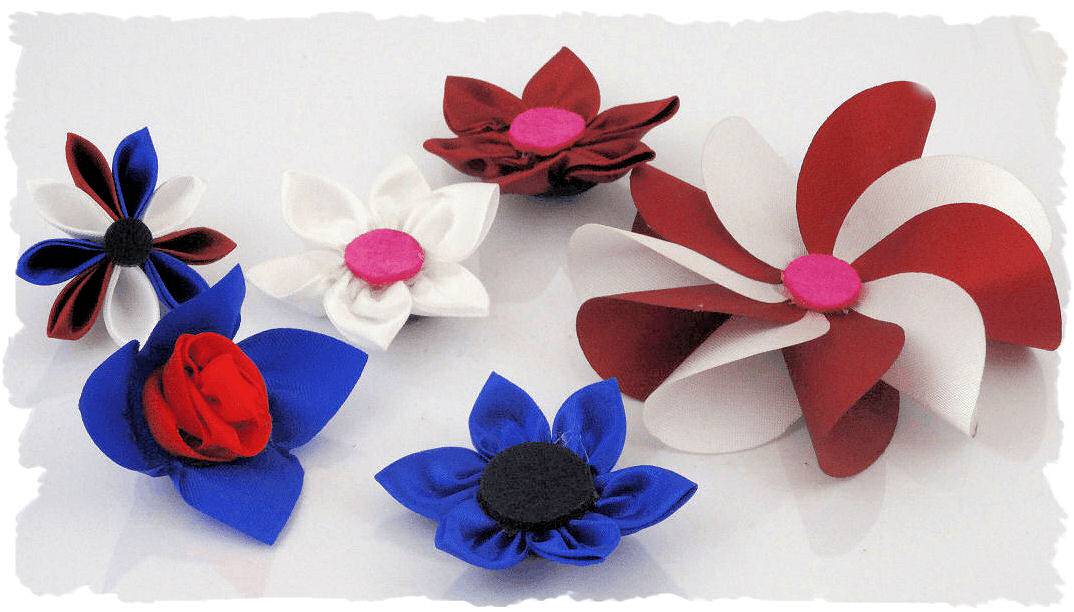 Ozdobne kwiaty z materiałów włókienniczych
